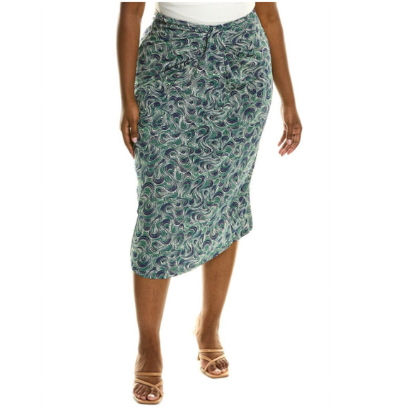 Cinq A Sept Vallory Draped Swirl-Print Midi Skirt Size 12 - Picture 2 of 3